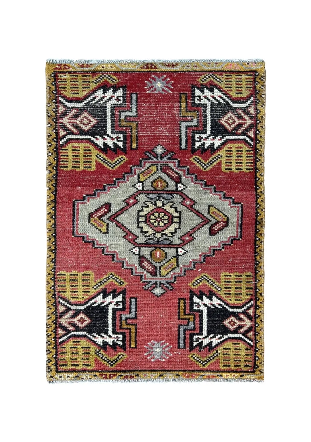 Habibeh - Vintage Mini Red Area Rug - kudenrugs