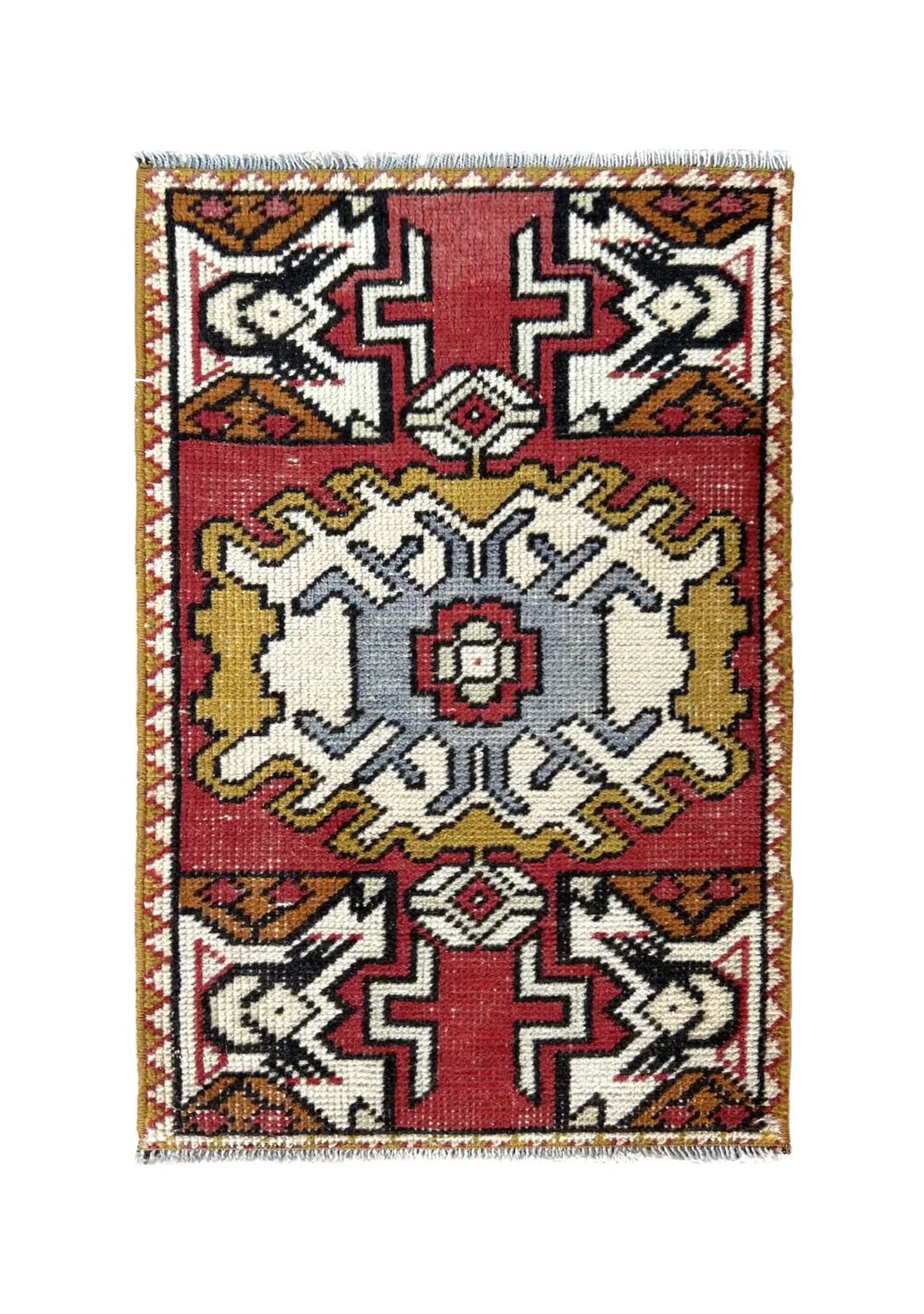 Hachi - Vintage Mini Red Area Rug - kudenrugs