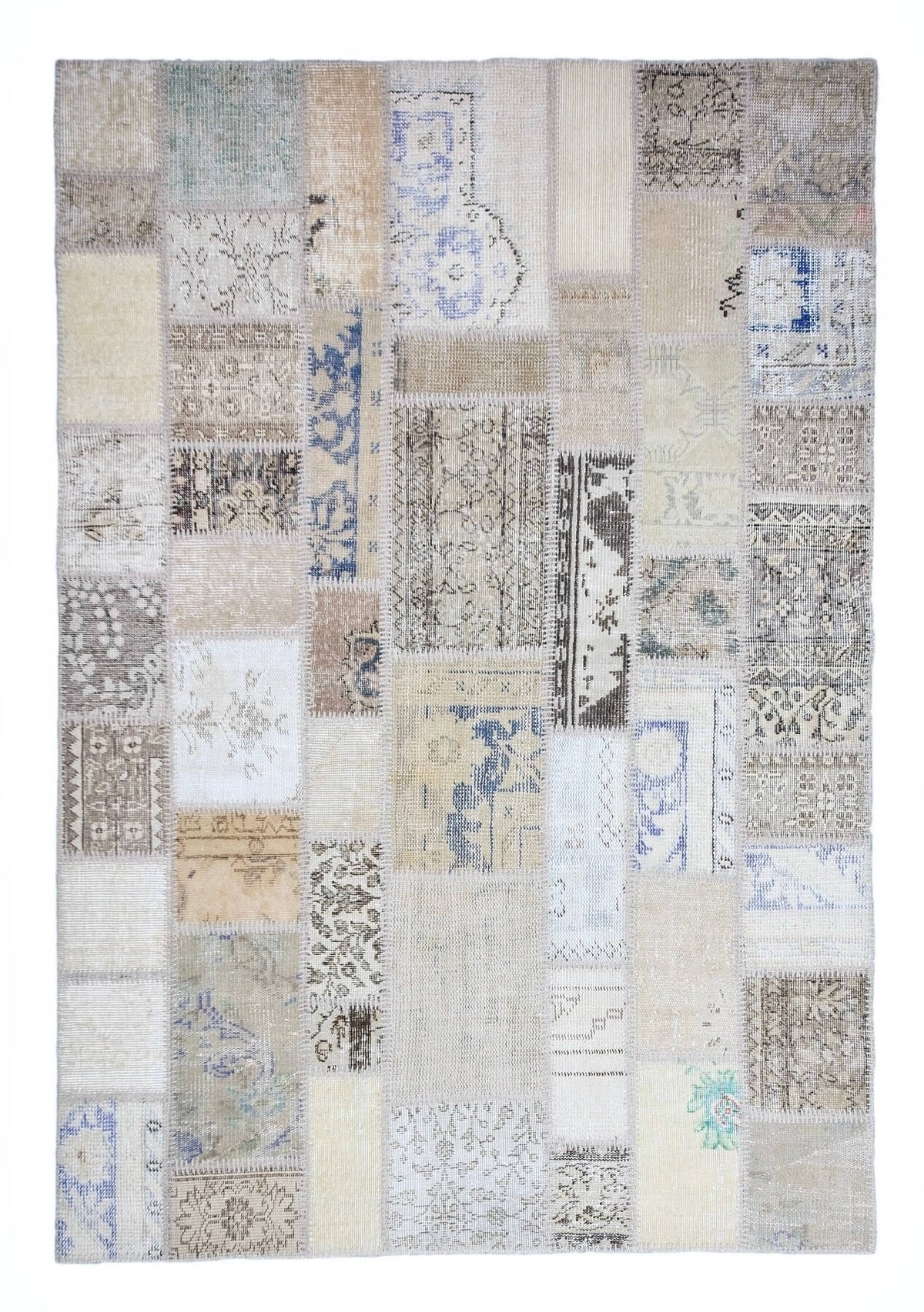 Hadassah - Vintage Beige Patchwork Rug - kudenrugs