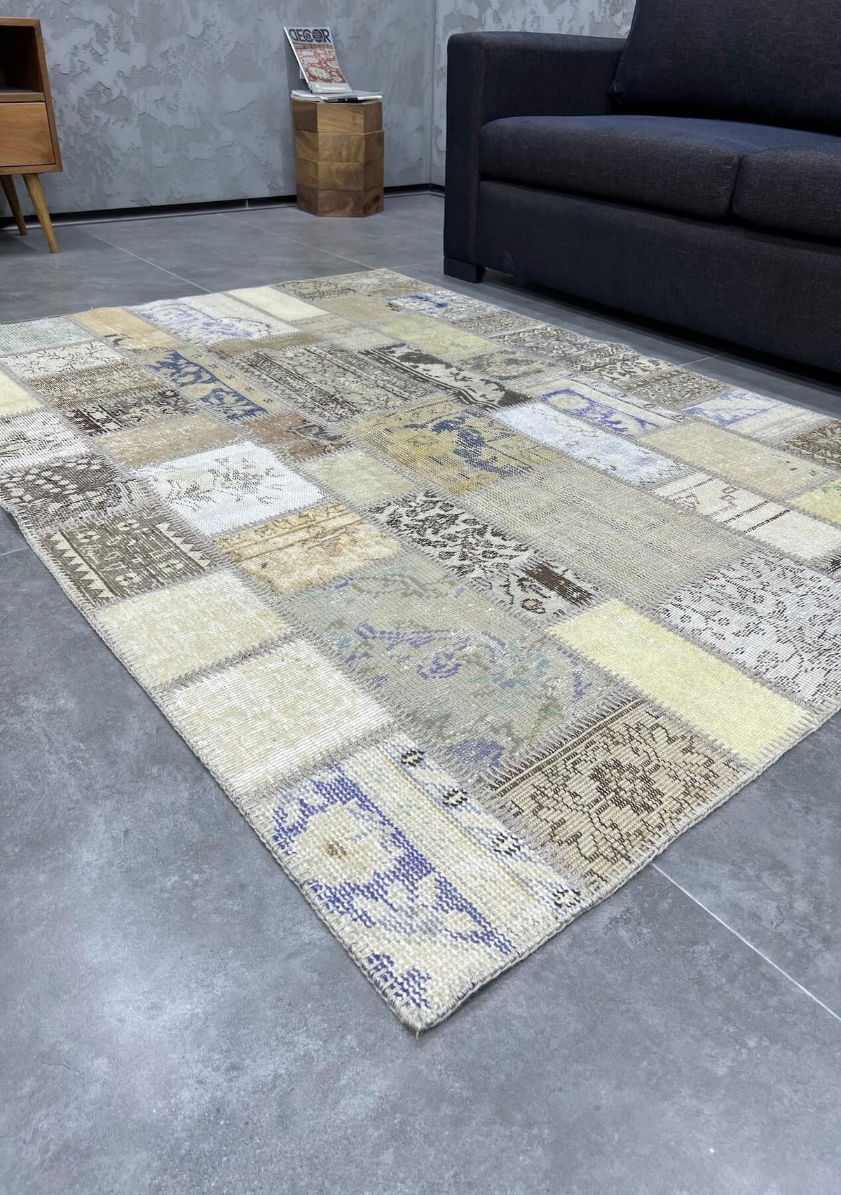 Hadassah - Vintage Beige Patchwork Rug - kudenrugs