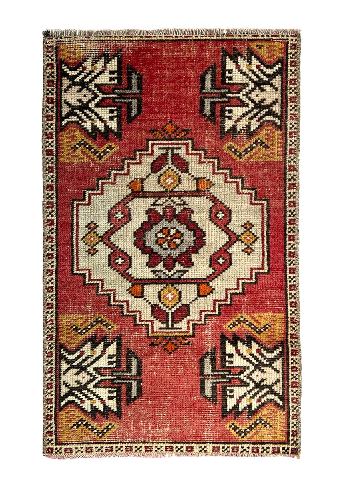 Haleema - Vintage Mini Red Area Rug - kudenrugs