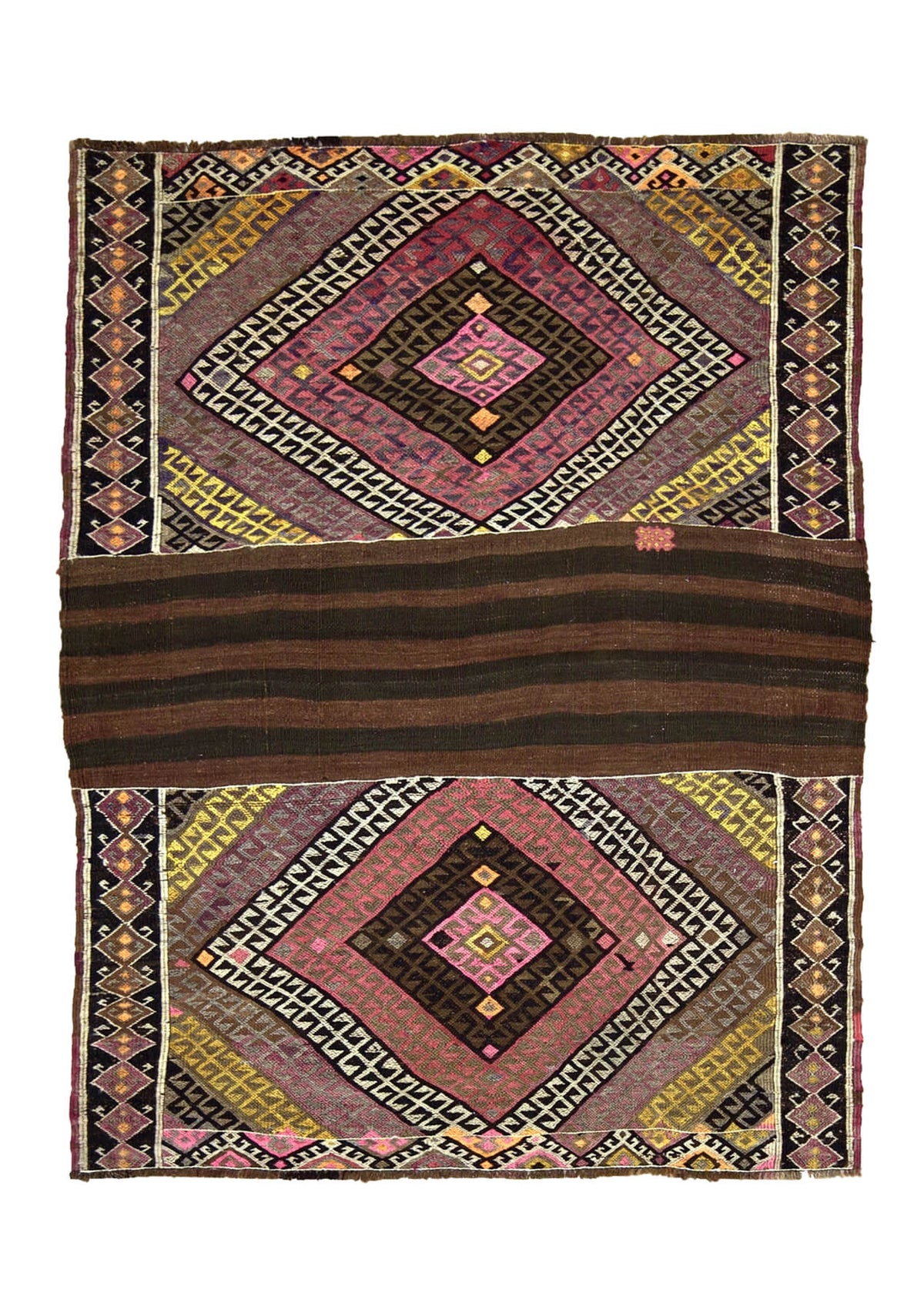 Hayden - Brown Turkish Kilim Rug - kudenrugs