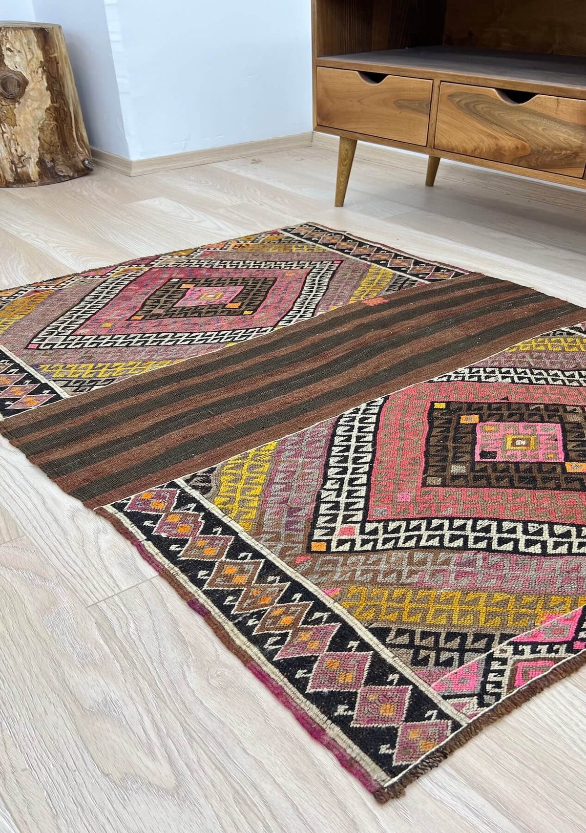 Hayden - Brown Turkish Kilim Rug - kudenrugs