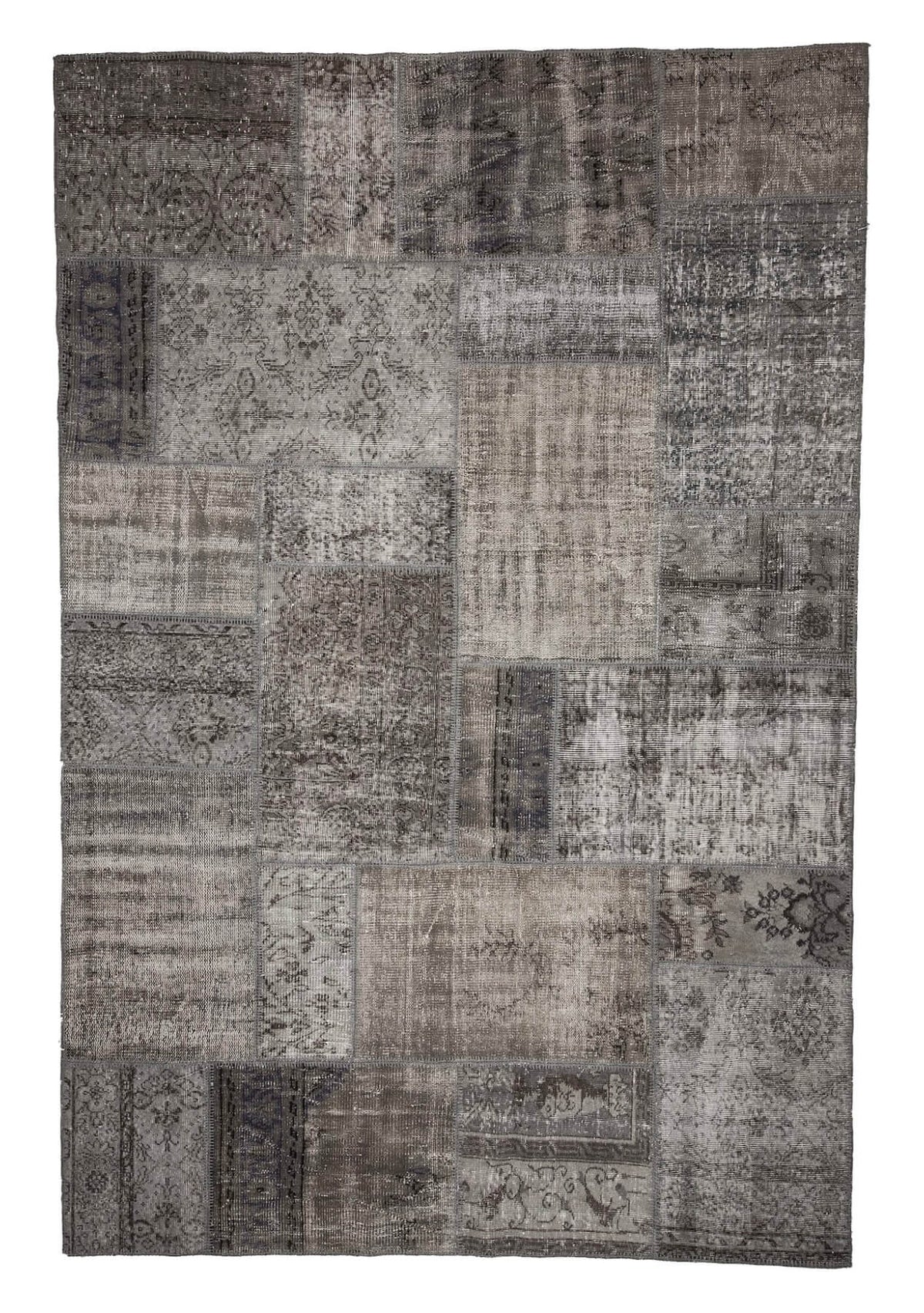 Helen - Vintage Gray Patchwork Rug - kudenrugs
