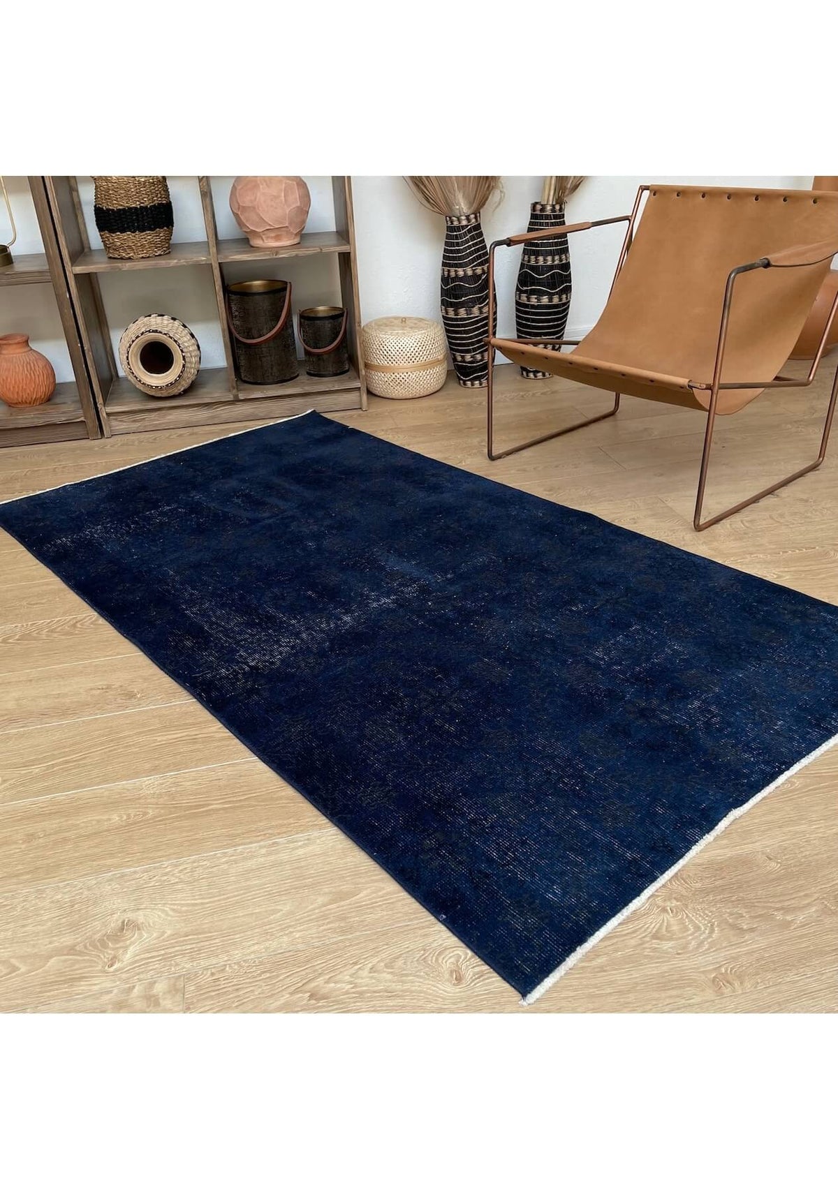 Helene - Vintage Navy Blue Overdyed Rug - kudenrugs