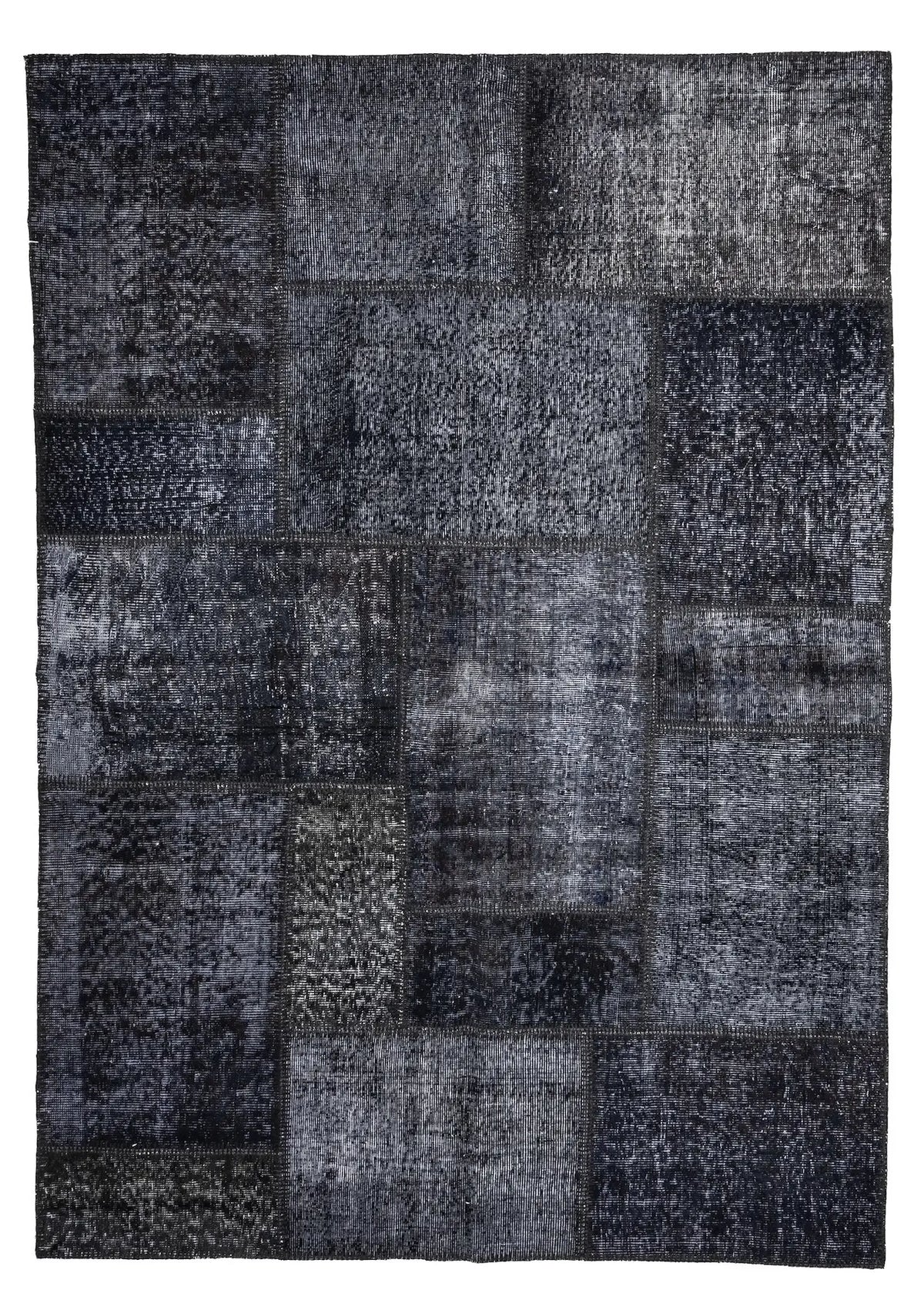 Honner - Vintage Black Patchwork Rug - kudenrugs
