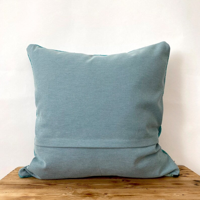Chloris - Turquoise Hemp Pillow Cover - kudenrugs