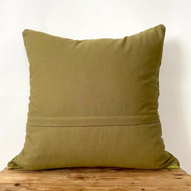 Geana - Olive Green Hemp Pillow Cover - kudenrugs