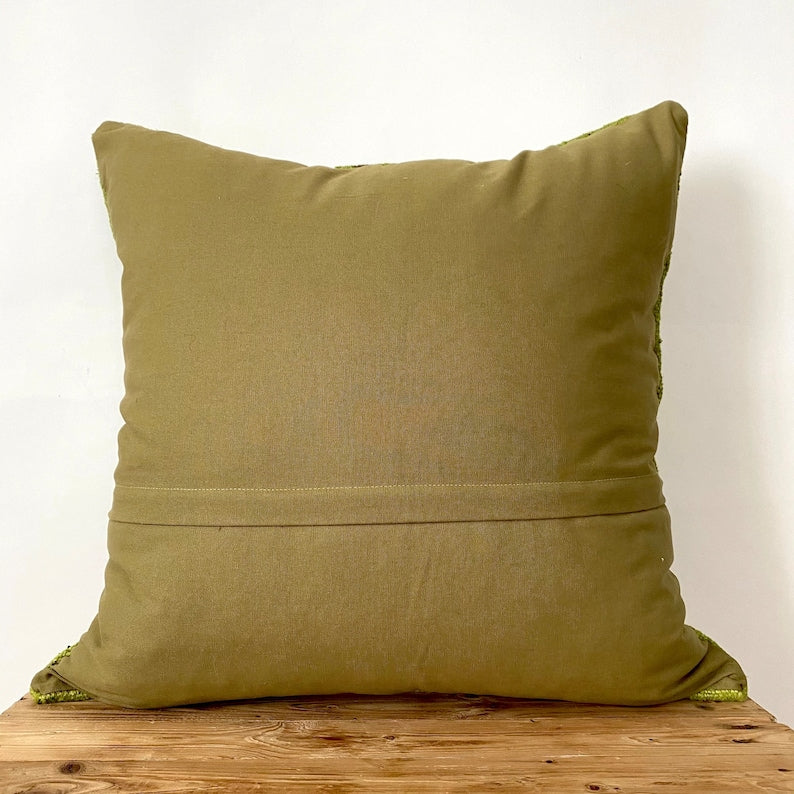 Gevah - Olive Green Hemp Pillow Cover - kudenrugs