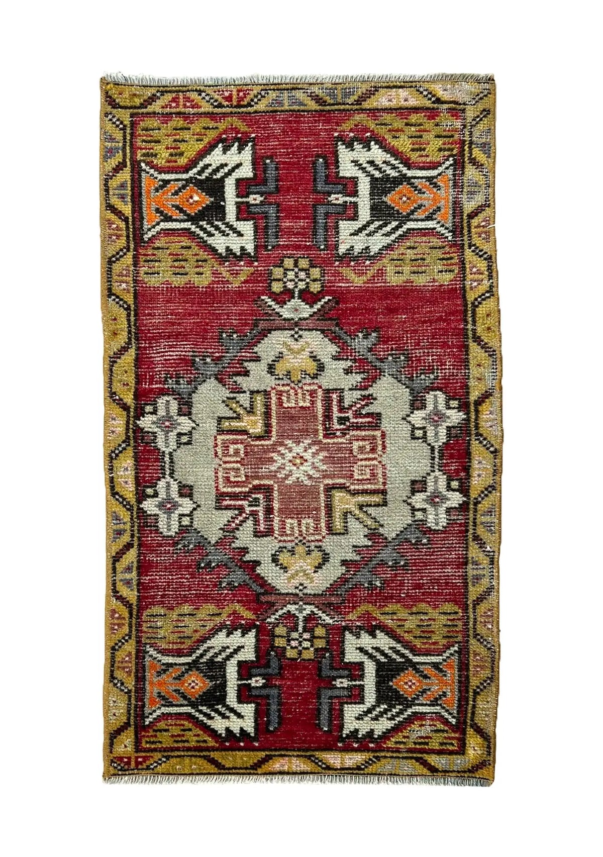Irenka - Vintage Mini Red Area Rug - kudenrugs