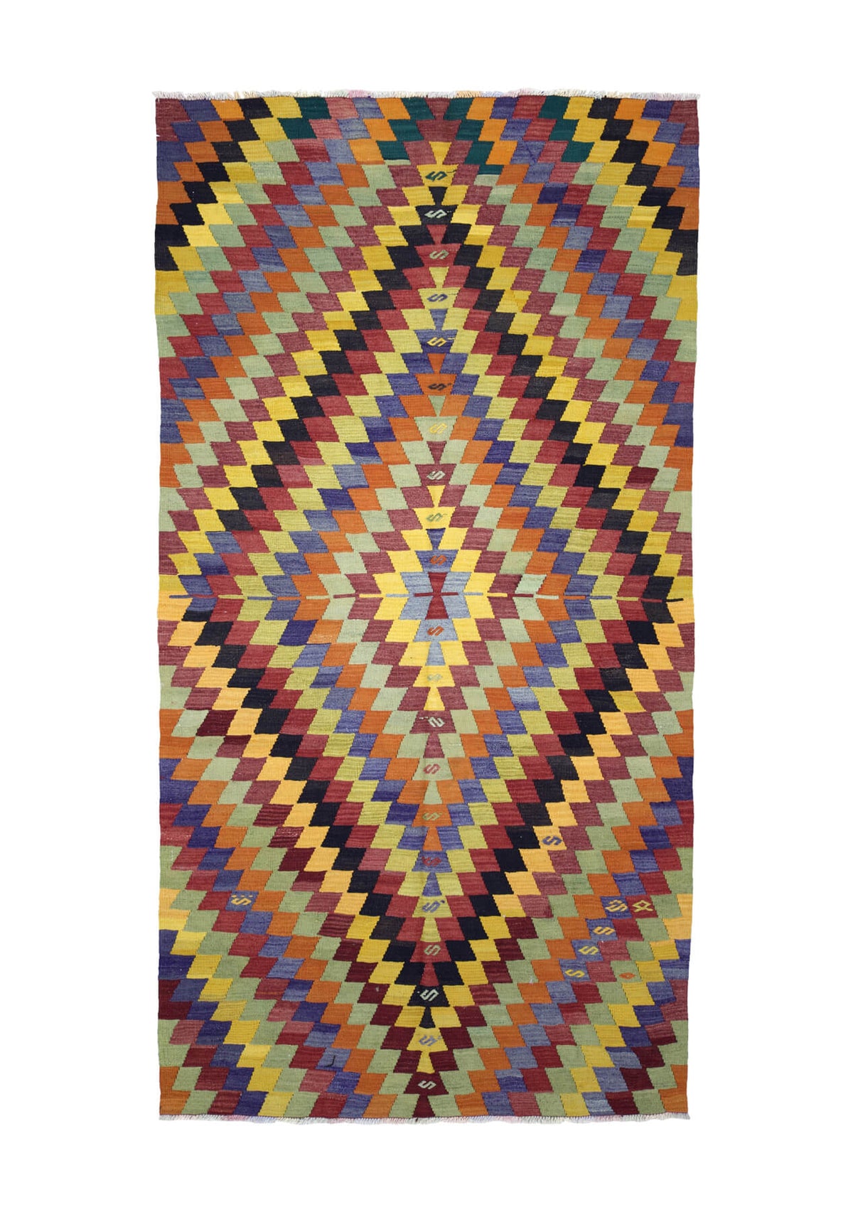 Iyana - Multi Color Turkish Kilim Rug - kudenrugs