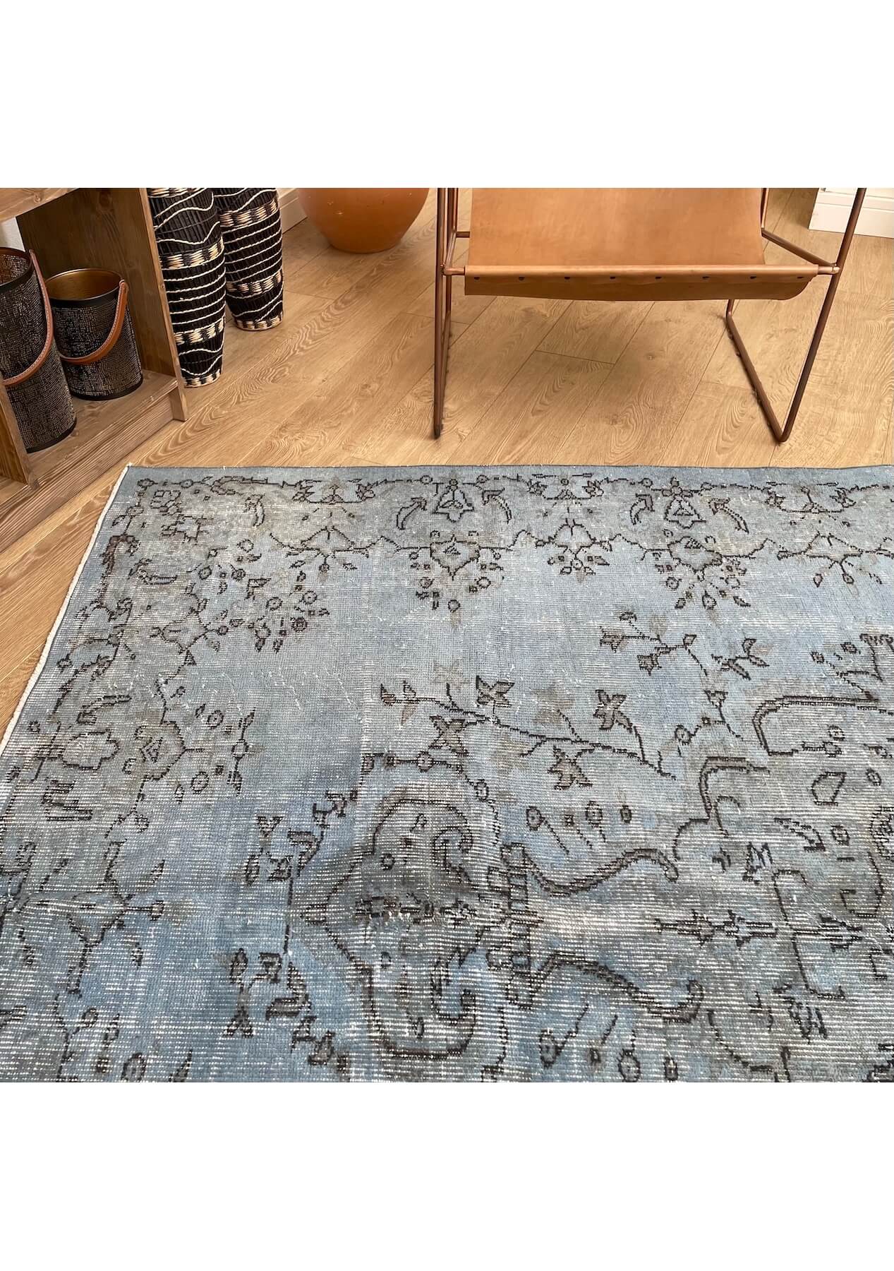 Jacqueline - Vintage Blue Overdyed Rug - kudenrugs