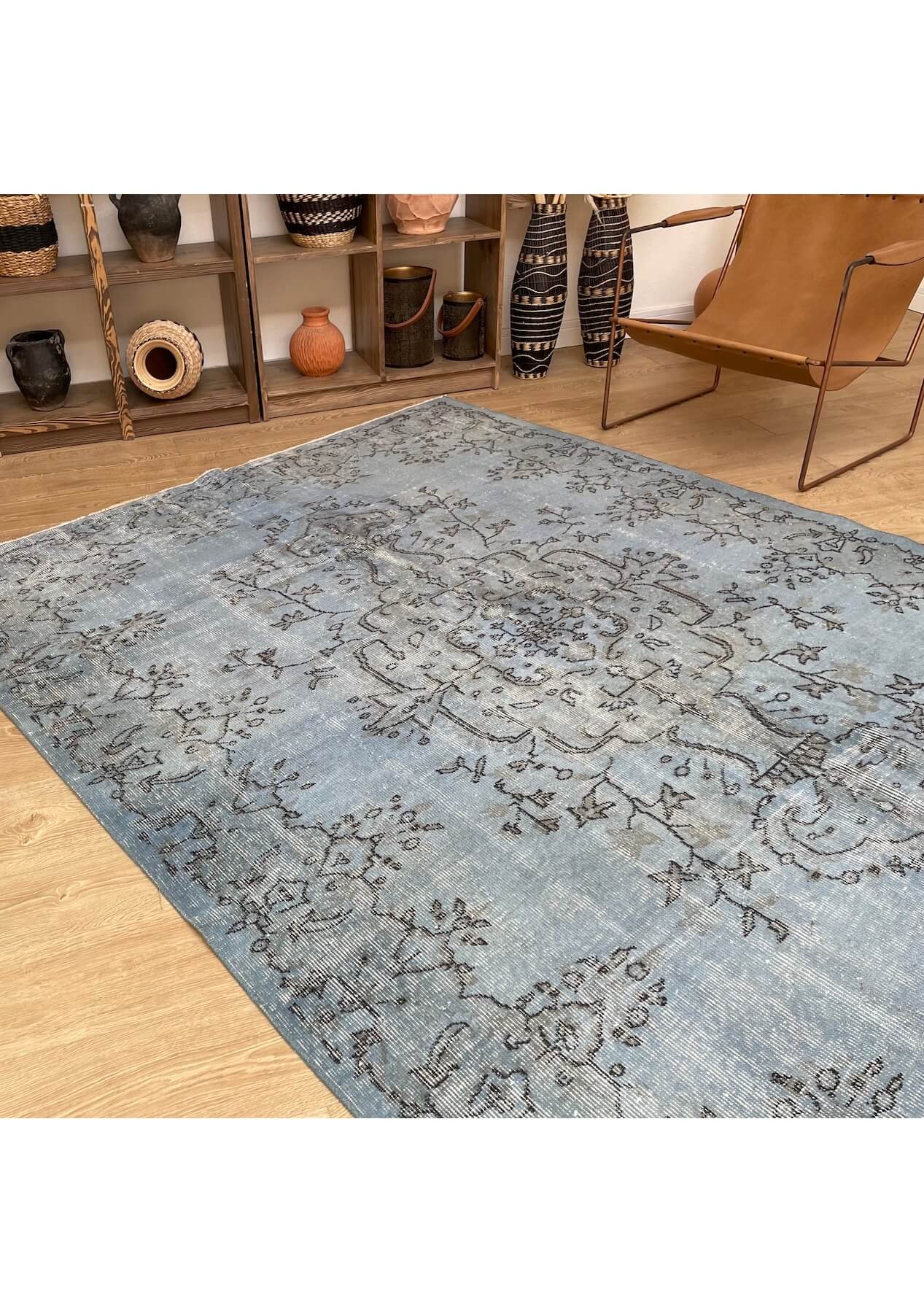 Jacqueline - Vintage Blue Overdyed Rug - kudenrugs