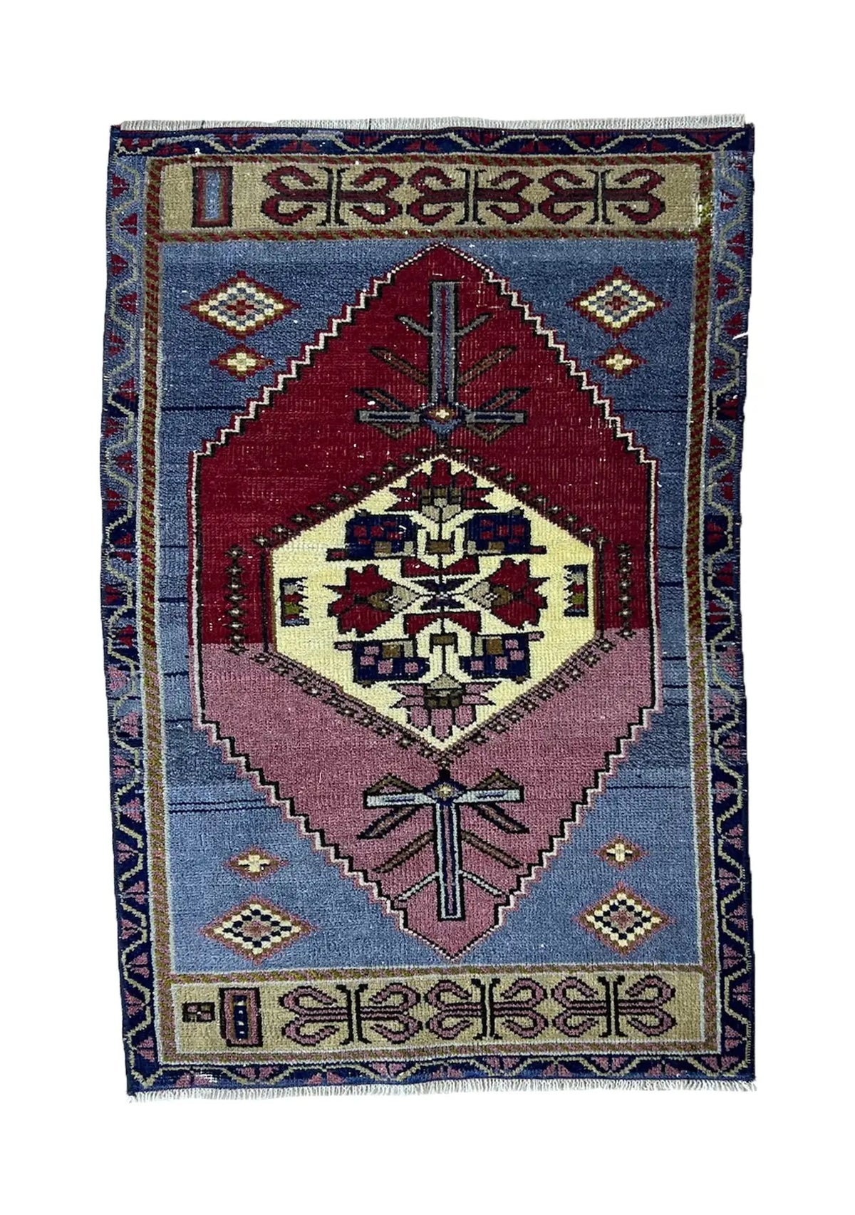 Jadranka - Vintage Mini Blue Area Rug - kudenrugs