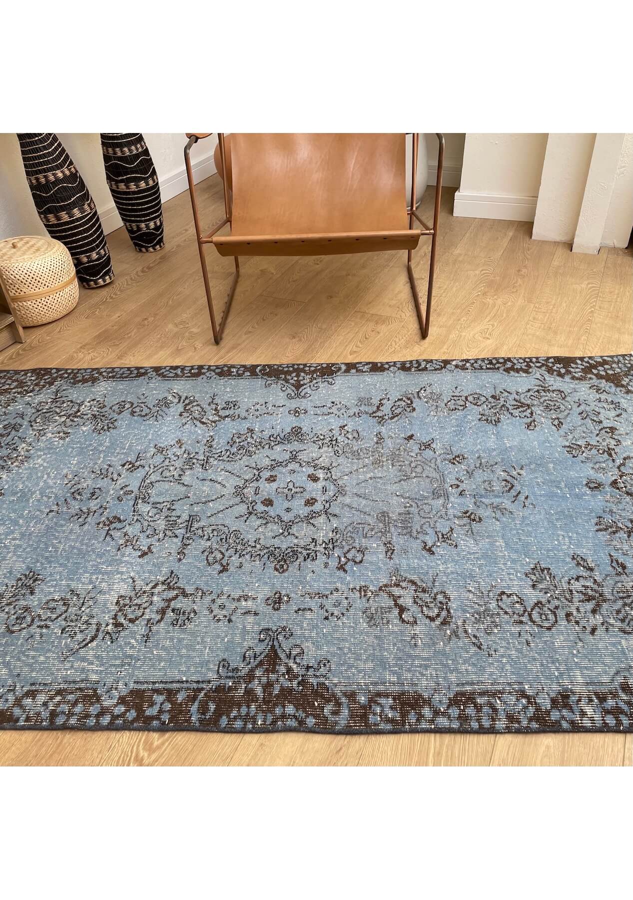 Jaycee - Vintage Blue Overdyed Rug - kudenrugs