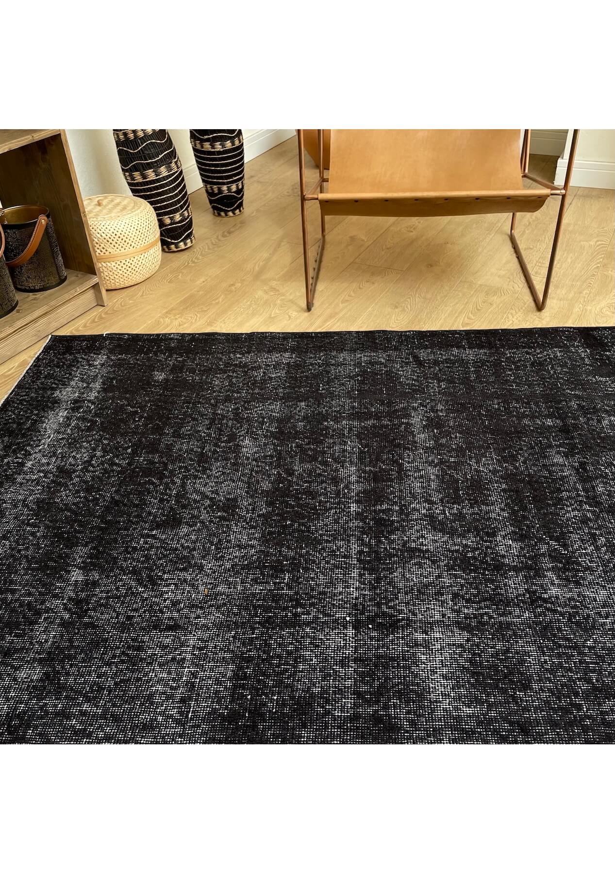 Jayden - Vintage Black Overdyed Rug - kudenrugs