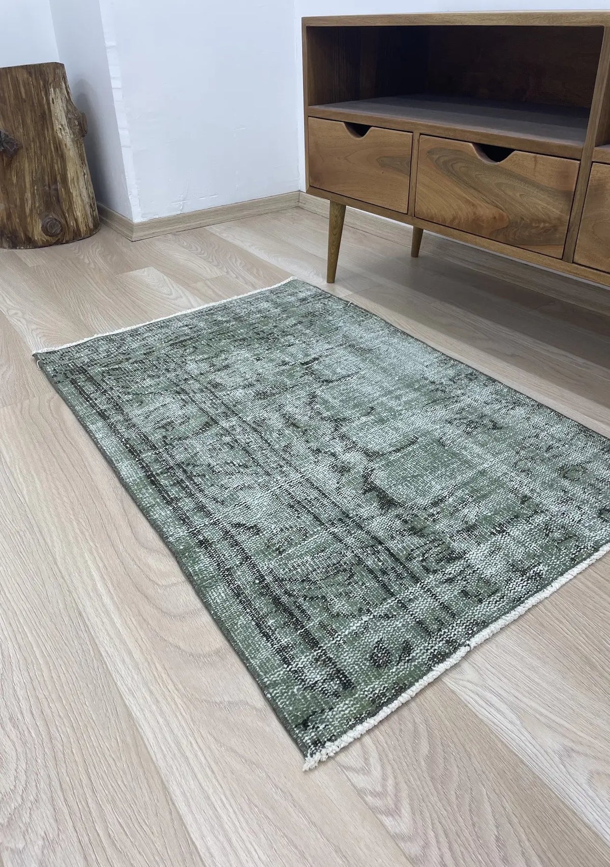 Jazmin - Vintage Green Overdyed Rug - kudenrugs