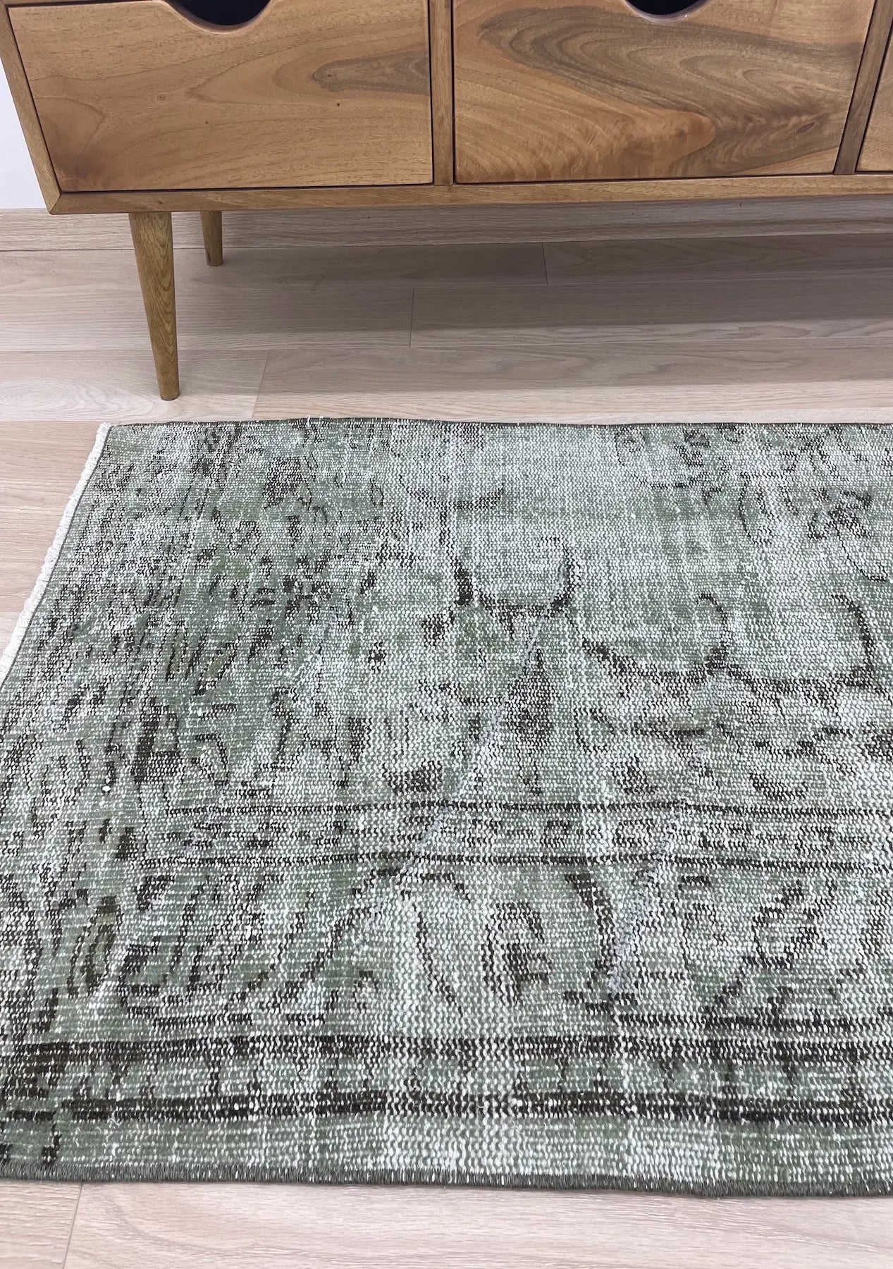 Jazmin - Vintage Green Overdyed Rug - kudenrugs