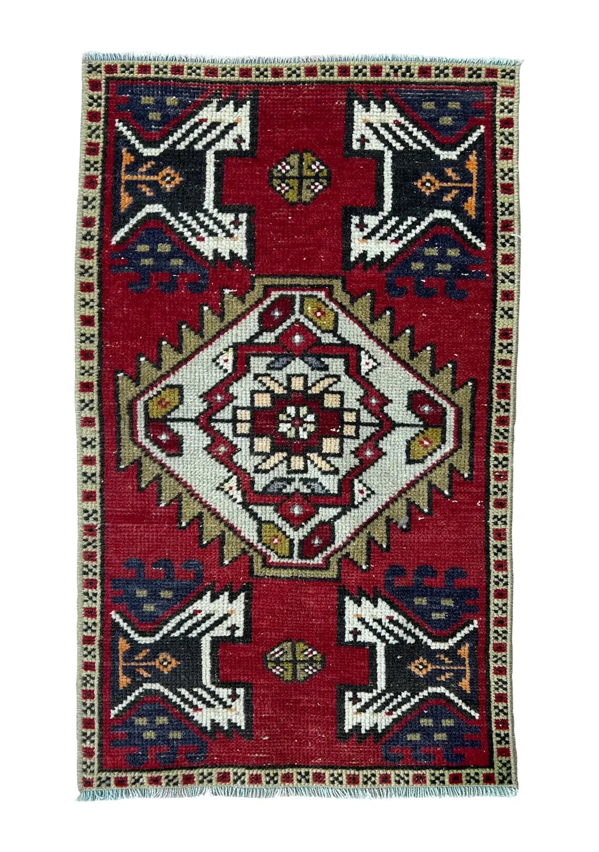 Jigisa - Vintage Mini Red Area Rug - kudenrugs