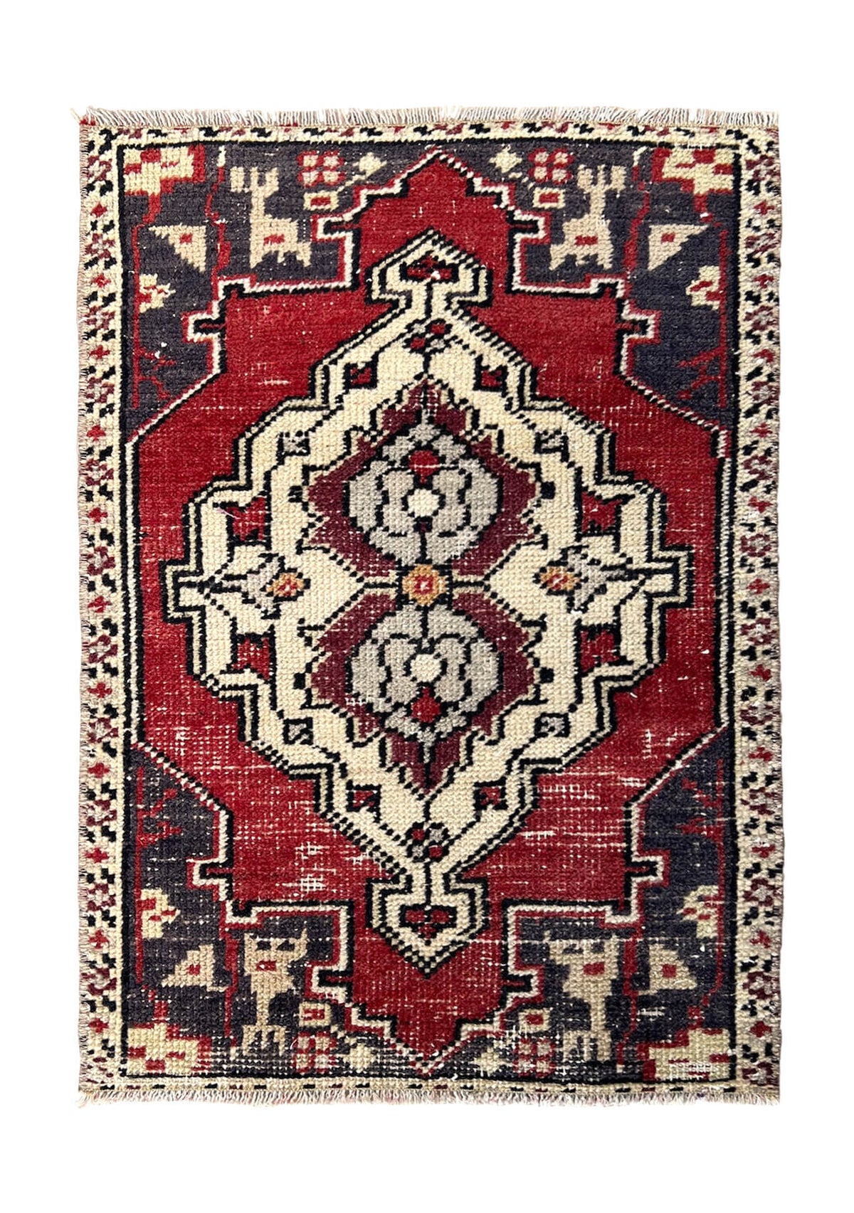Josephine - Vintage Mini Red Area Rug - kudenrugs