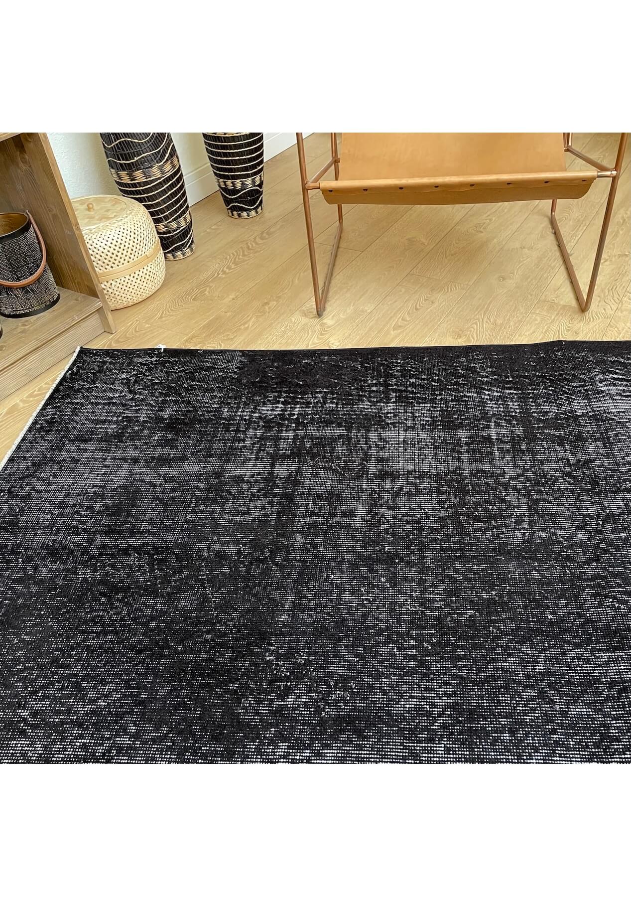 Judith - Vintage Black Overdyed Rug - kudenrugs