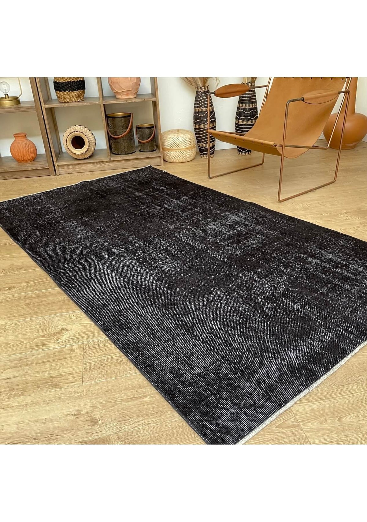 Judith - Vintage Black Overdyed Rug - kudenrugs