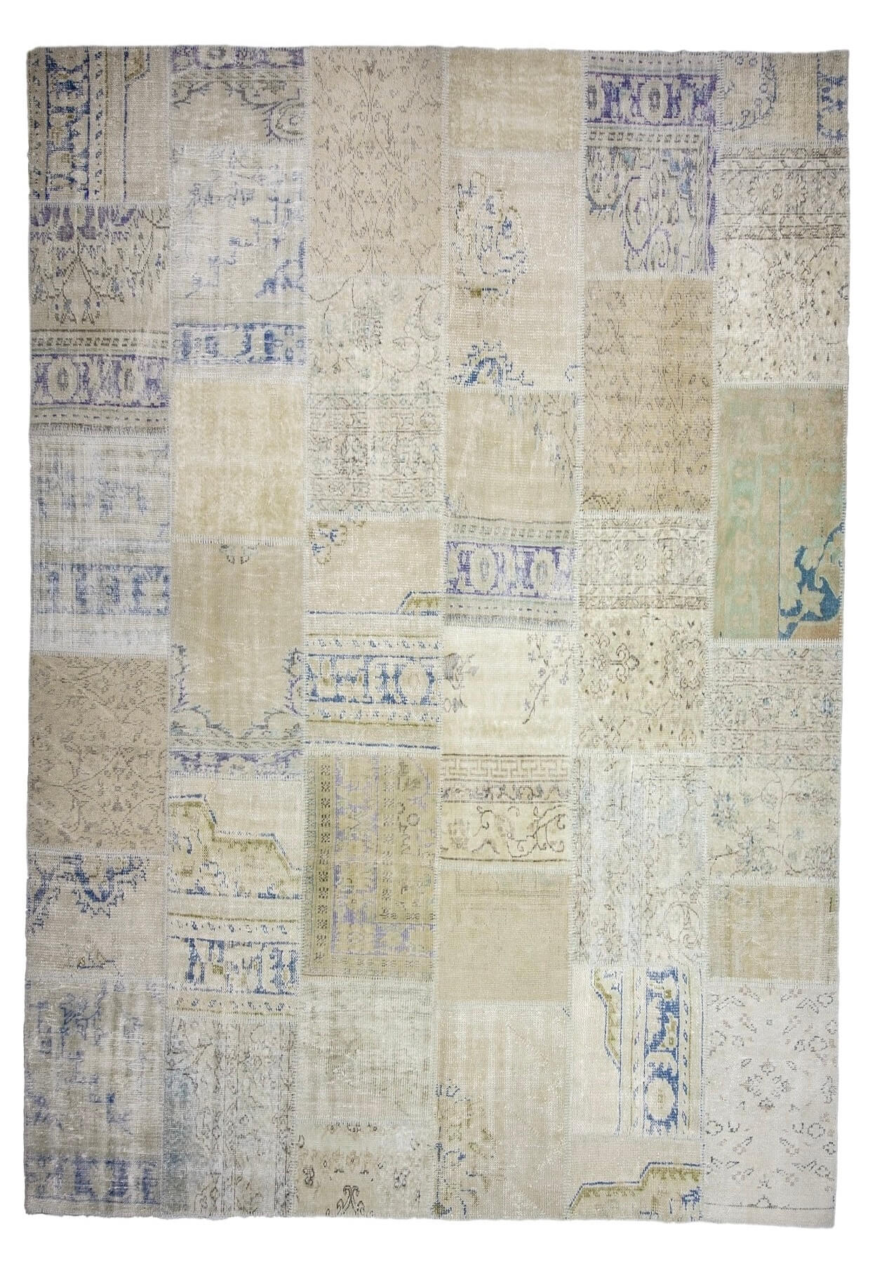 Kaliyah - Vintage Beige Patchwork Rug - kudenrugs