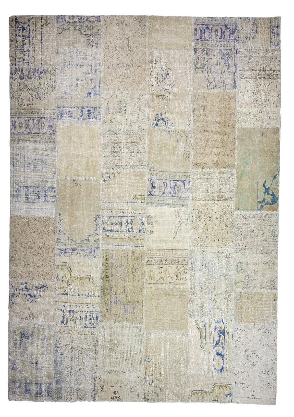 Kaliyah - Vintage Beige Patchwork Rug - kudenrugs