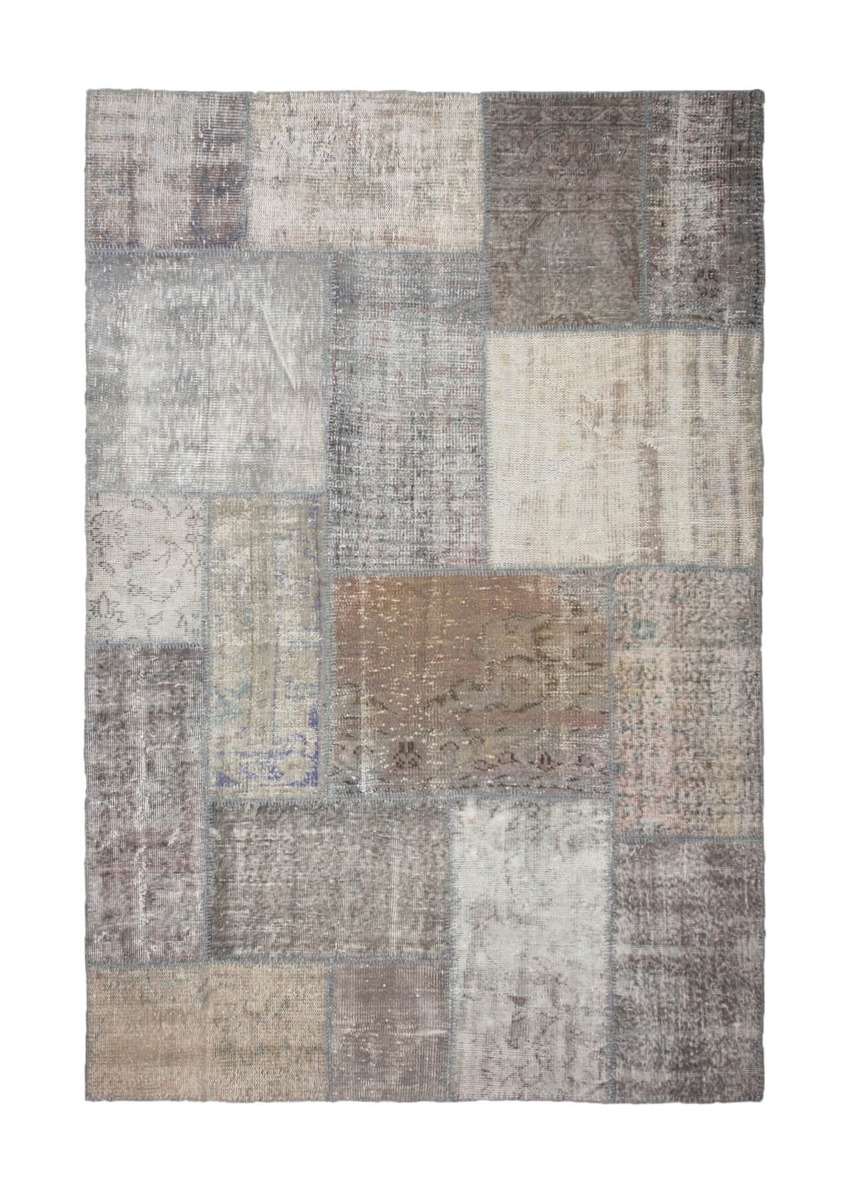 Kayley - Vintage Gray Patchwork Rug - kudenrugs