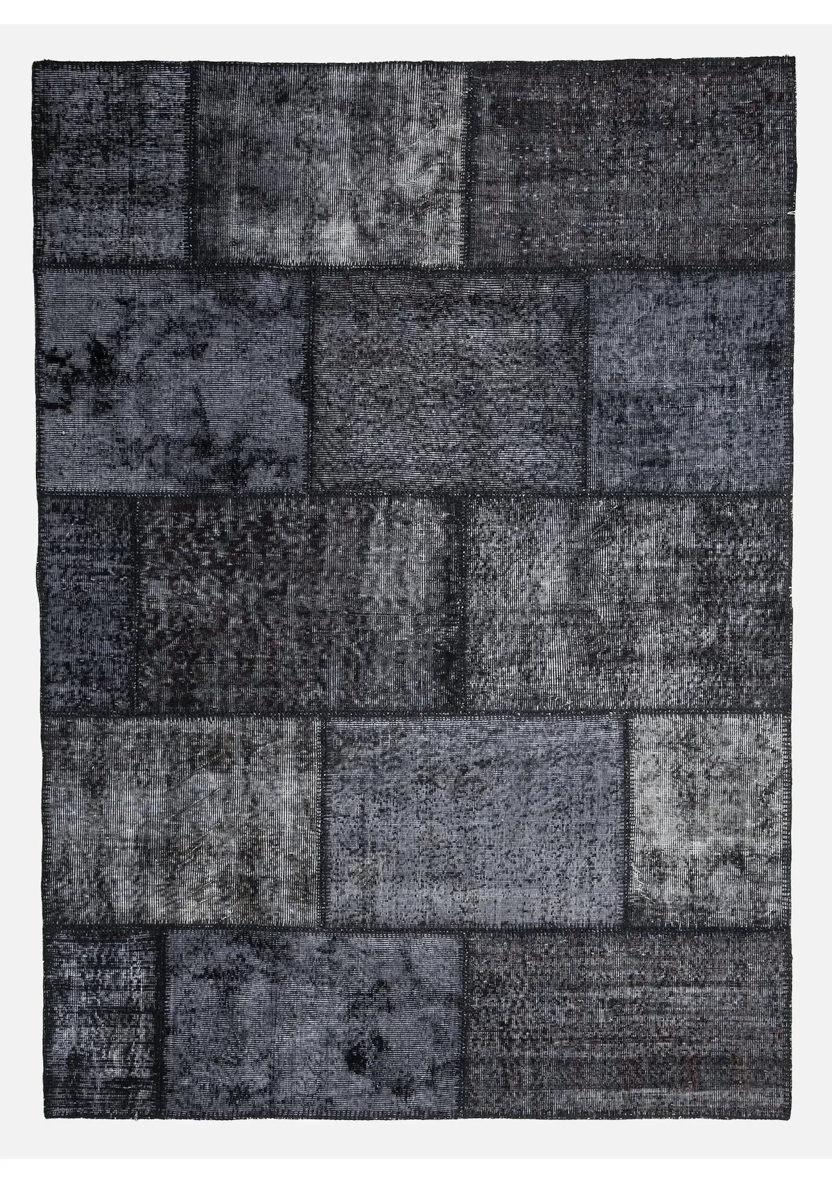 Kendell - Vintage Black Patchwork Rug - kudenrugs