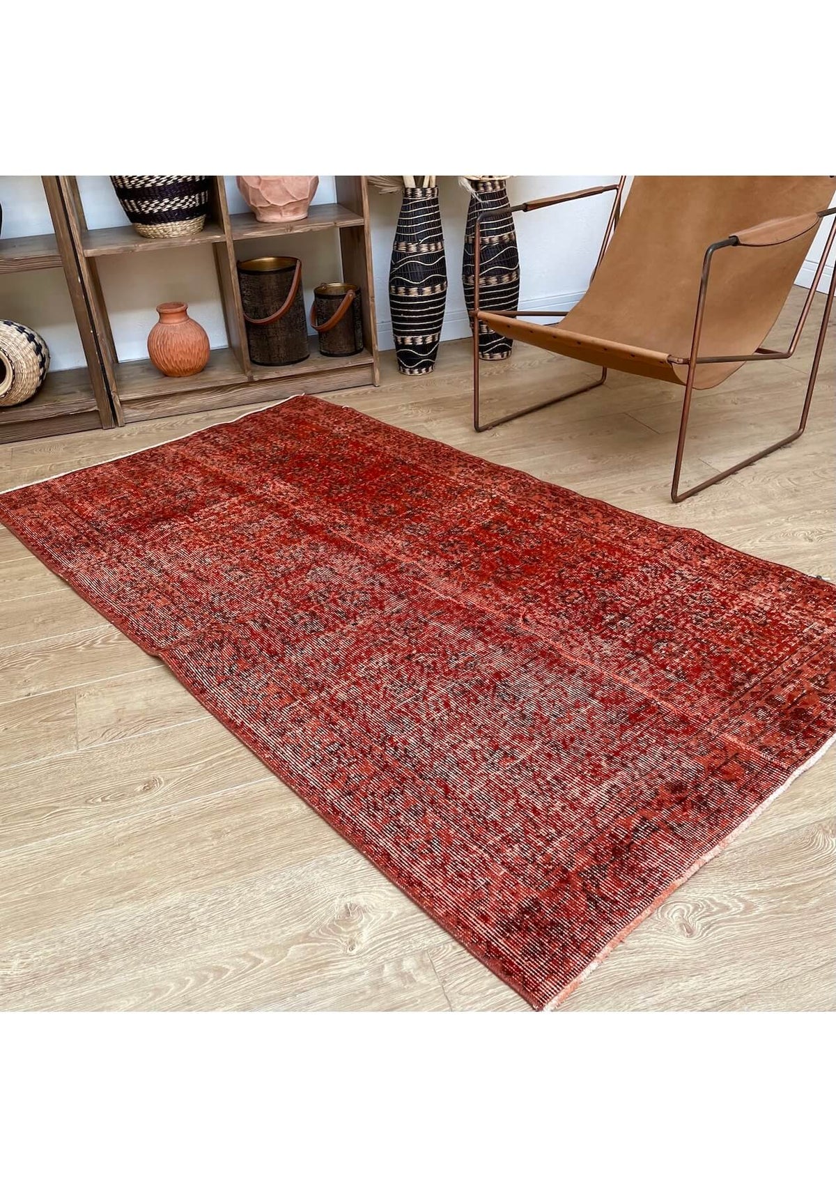 Kenzie - Vintage Orange Overdyed Rug - kudenrugs