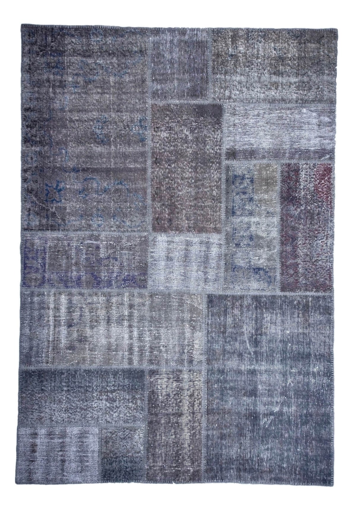 Keyla - Vintage Gray Patchwork Rug - kudenrugs