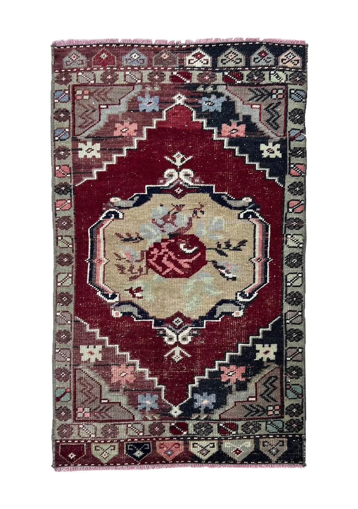 Khadijah - Vintage Mini Red Area Rug - kudenrugs