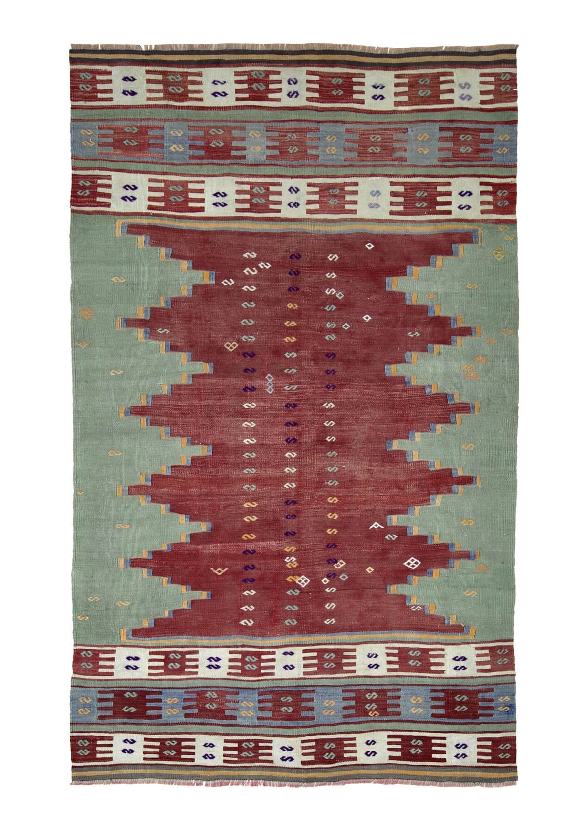 Kirsten - Red Turkish Kilim Rug - kudenrugs