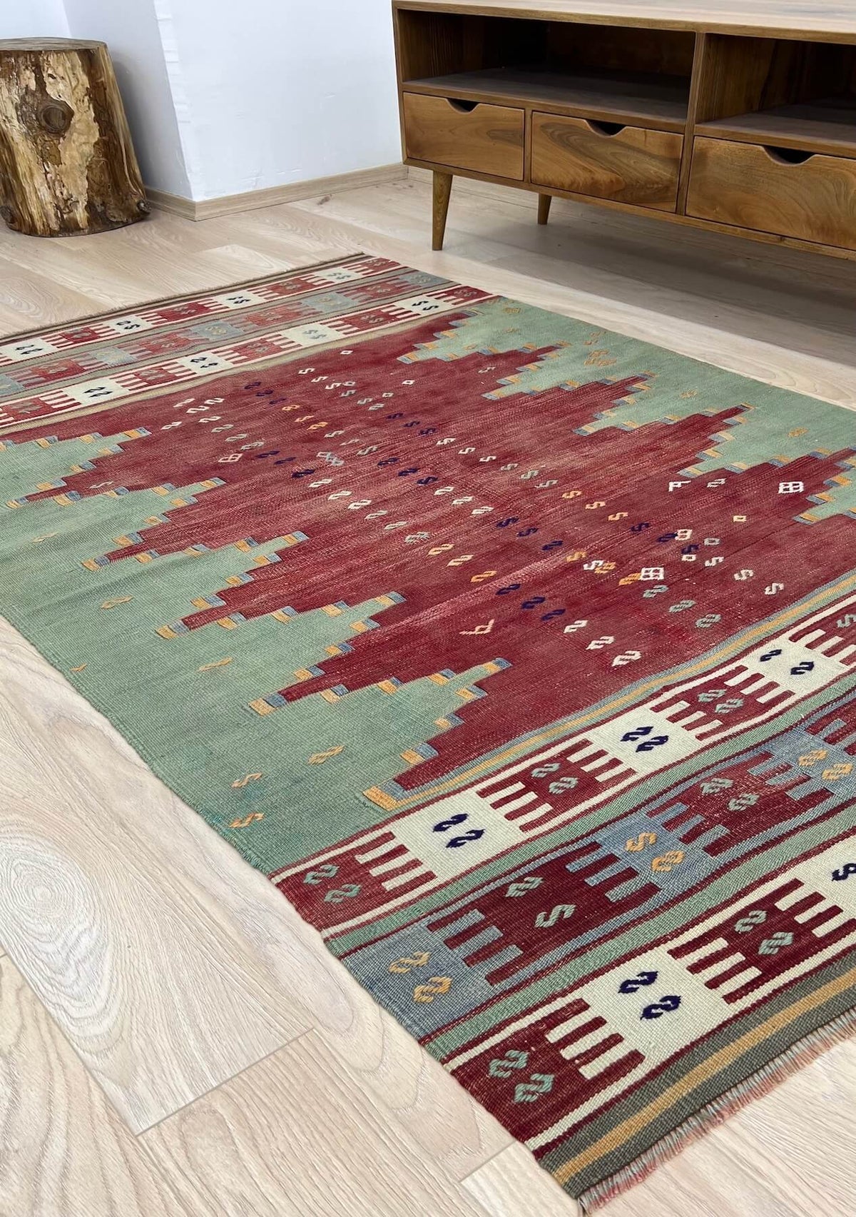 Kirsten - Red Turkish Kilim Rug - kudenrugs