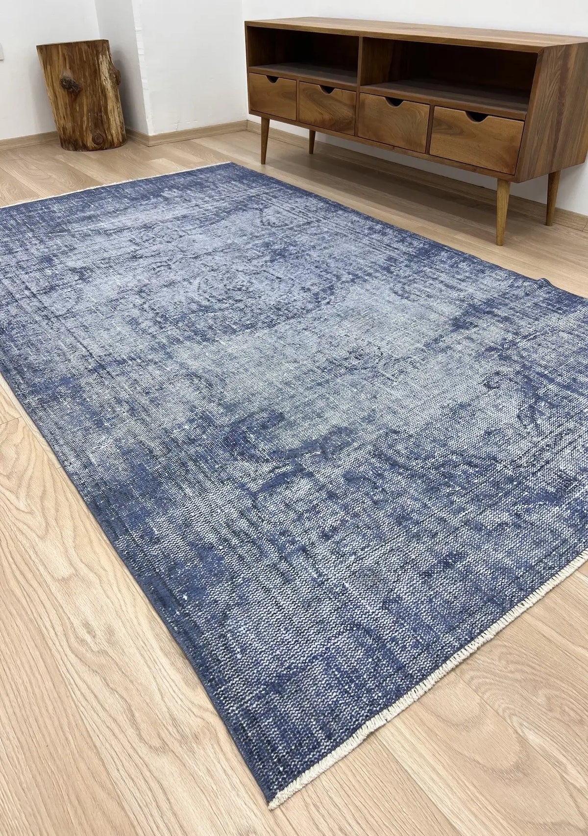 Kitura - Vintage Blue Overdyed Rug - kudenrugs