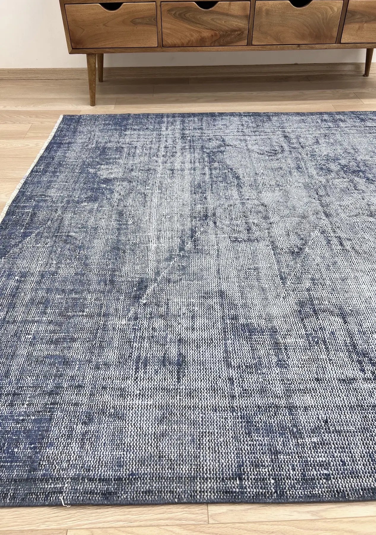 Kitura - Vintage Blue Overdyed Rug - kudenrugs