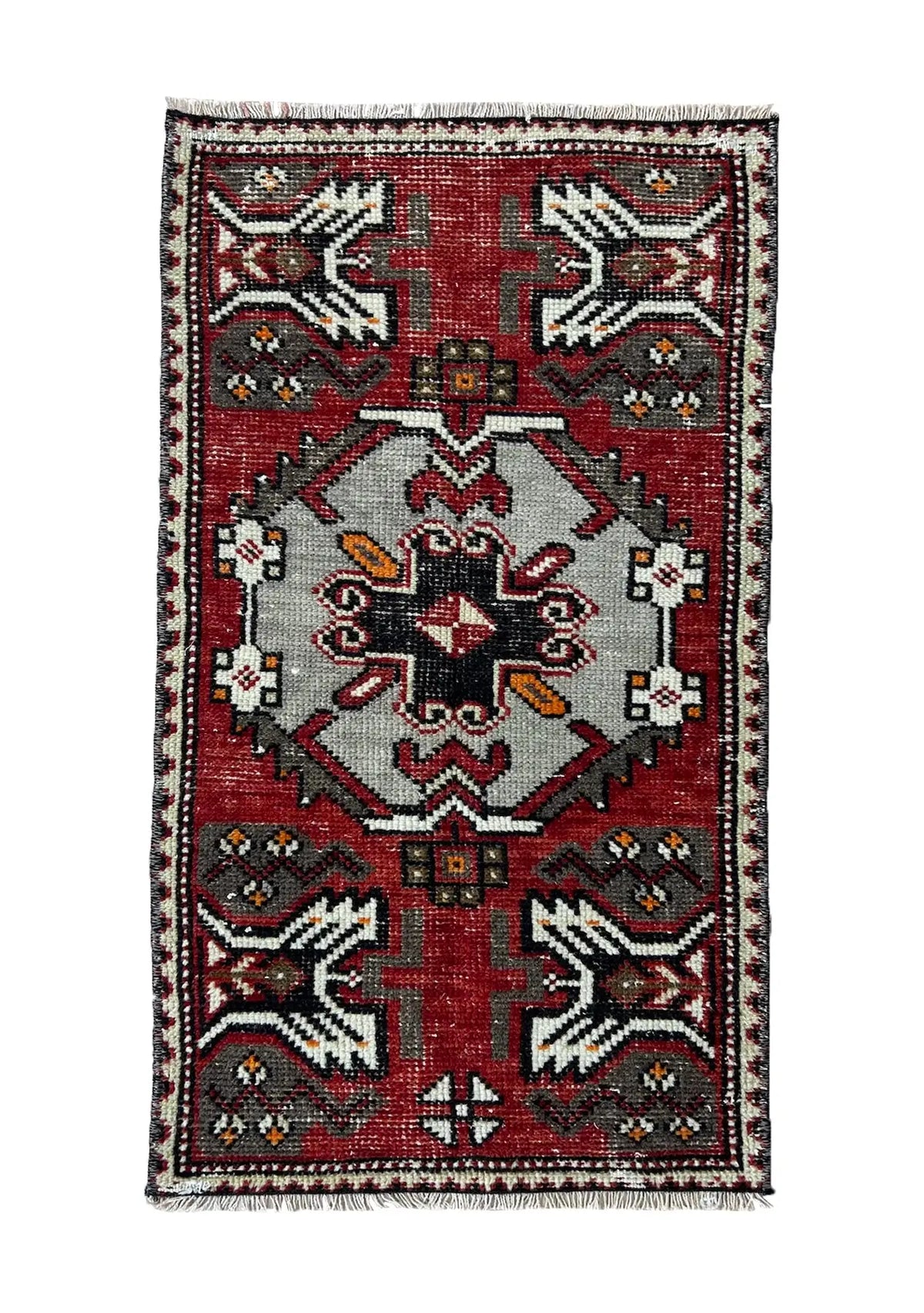 Klotild - Vintage Mini Red Area Rug - kudenrugs