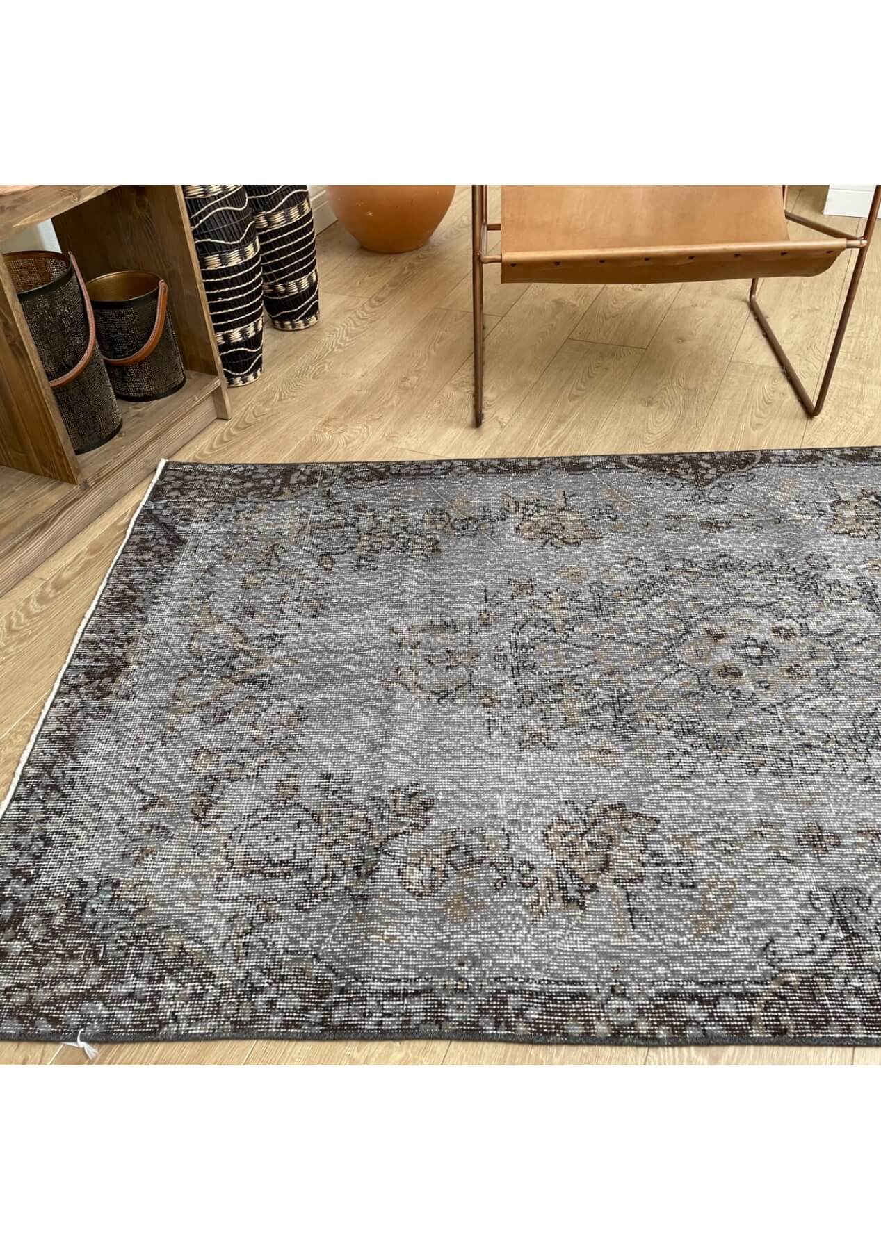 Kristie - Vintage Gray Overdyed Rug - kudenrugs