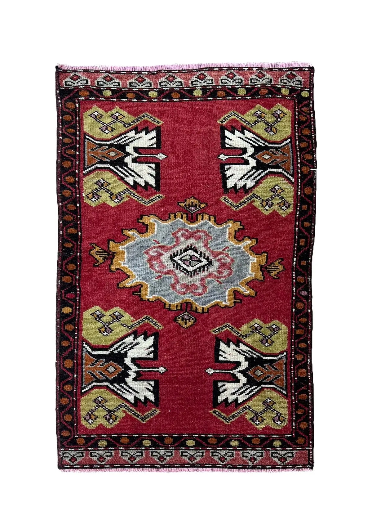 Kysha - Vintage Mini Red Area Rug - kudenrugs