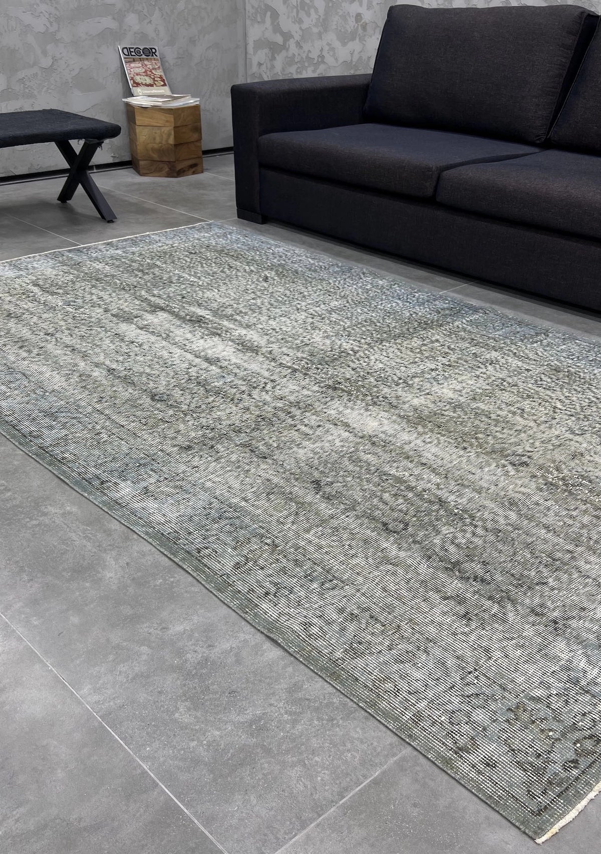 Lacey - Vintage Gray Overdyed Rug - kudenrugs