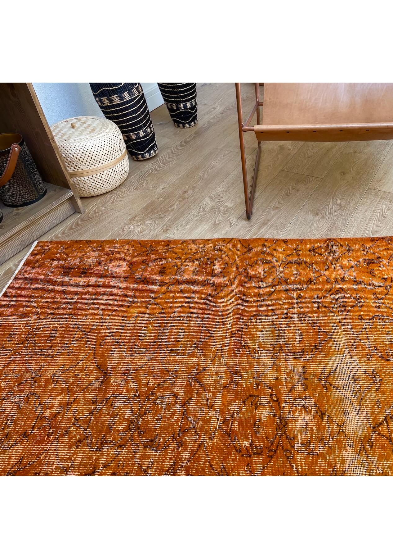 Lauryn - Vintage Orange Overdyed Rug - kudenrugs