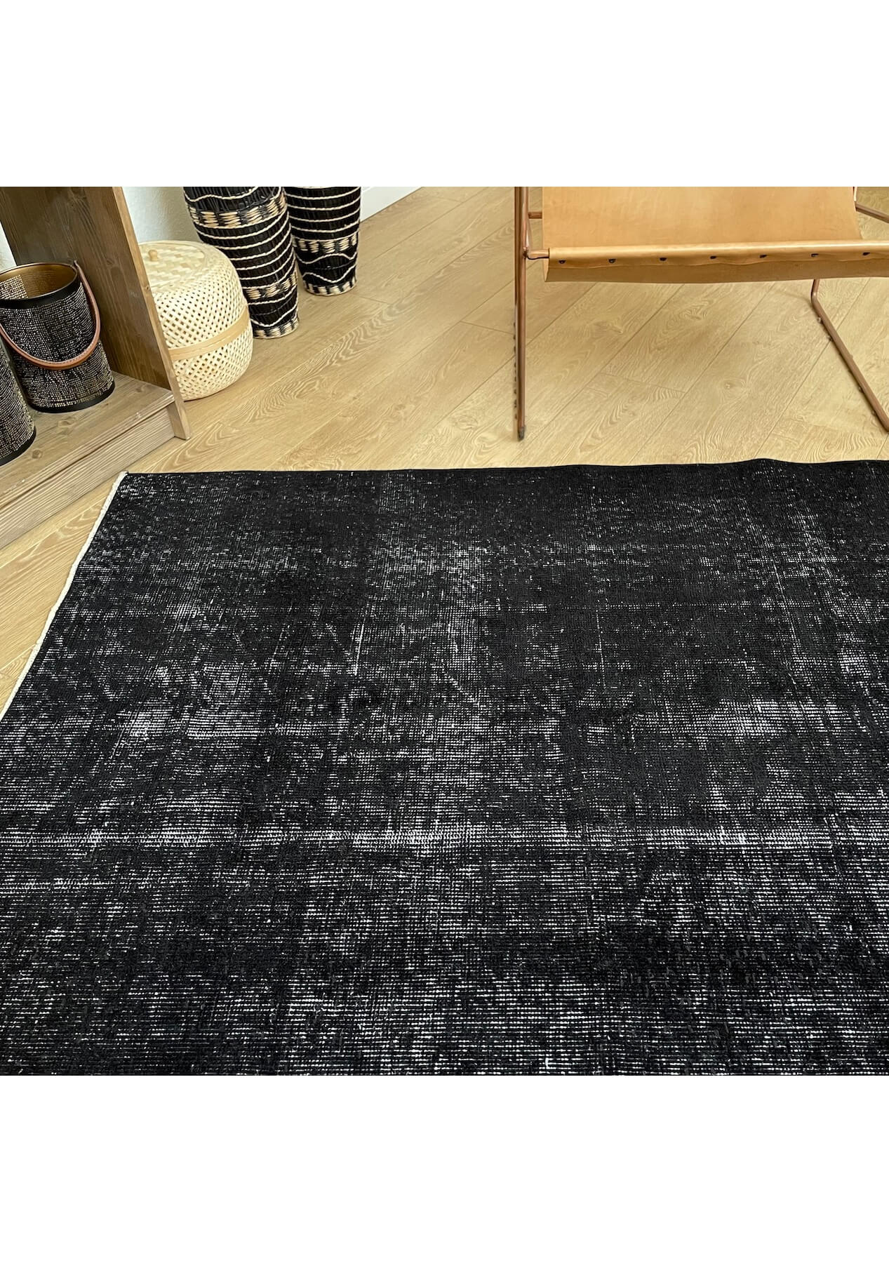 Lavette - Vintage Black Overdyed Rug - kudenrugs
