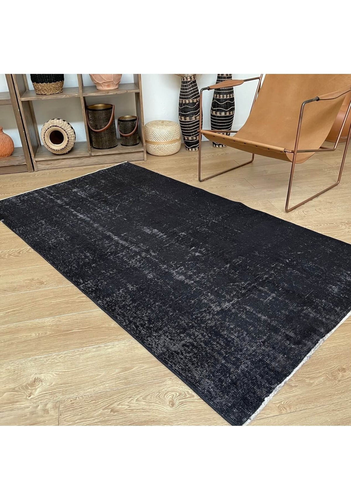 Lavette - Vintage Black Overdyed Rug - kudenrugs