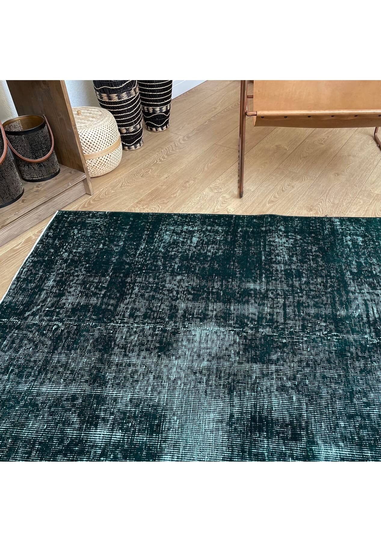 Leola - Vintage Green Overdyed Rug - kudenrugs