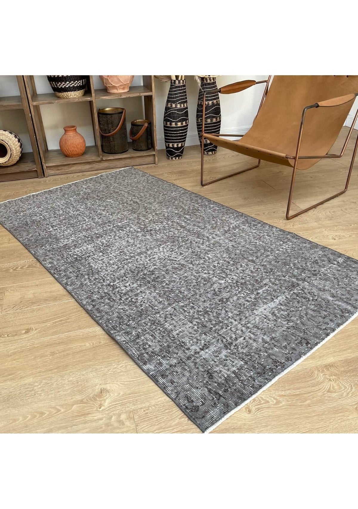 Leona - Vintage Gray Overdyed Rug - kudenrugs