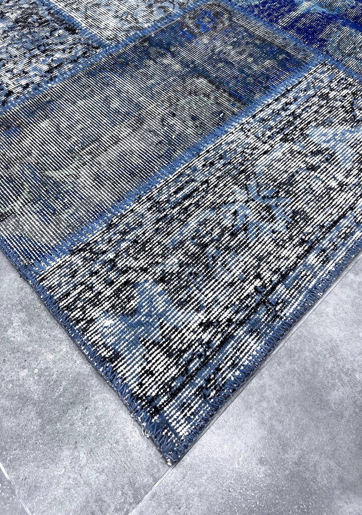 Liberty - Vintage Blue Patchwork Rug - kudenrugs