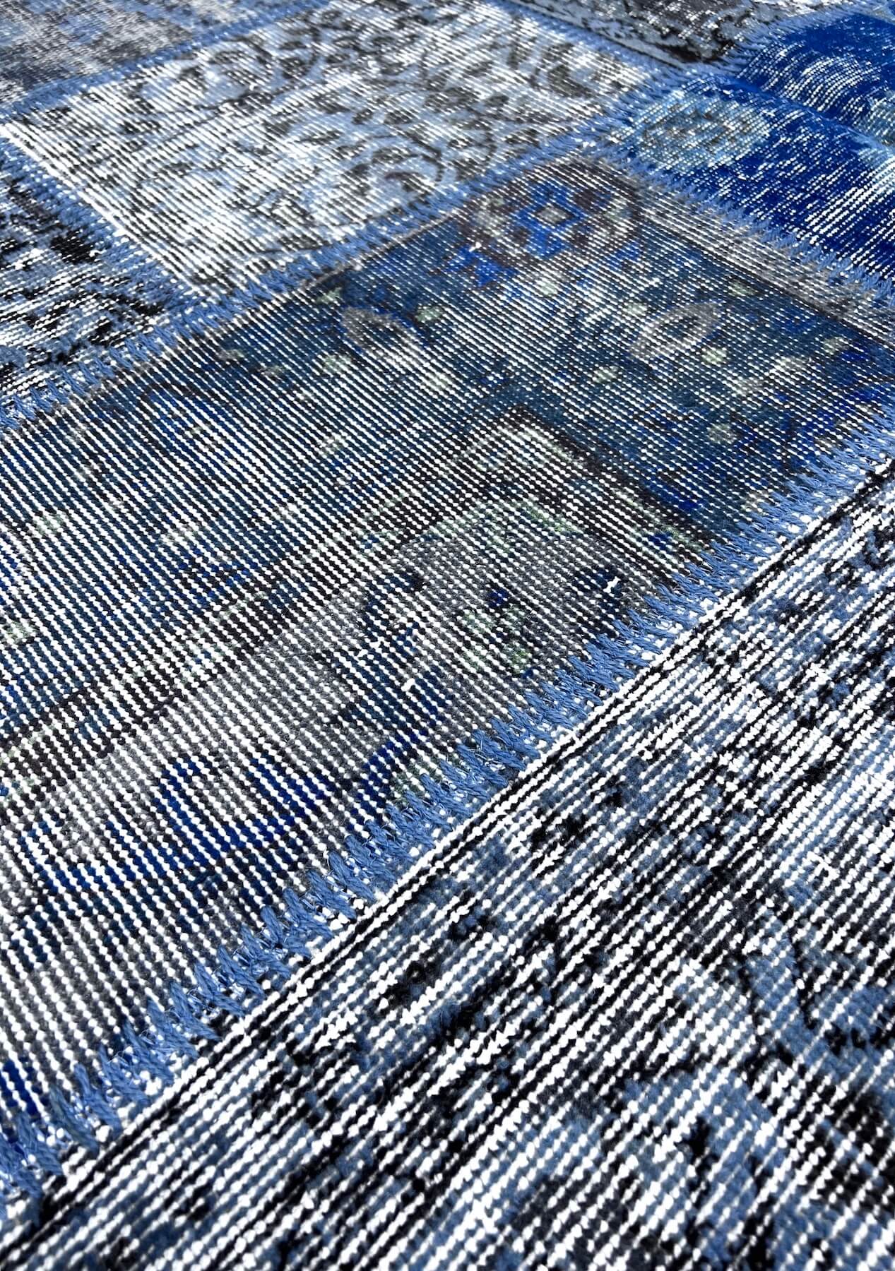 Liberty - Vintage Blue Patchwork Rug - kudenrugs