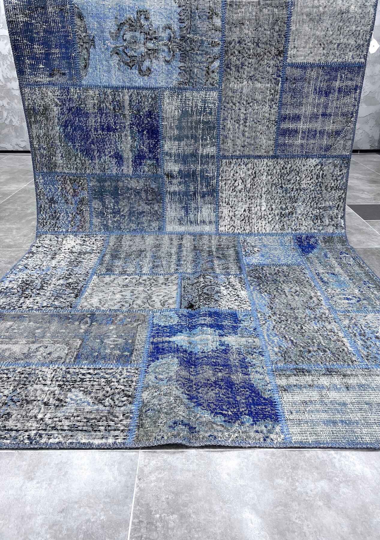 Liberty - Vintage Blue Patchwork Rug - kudenrugs