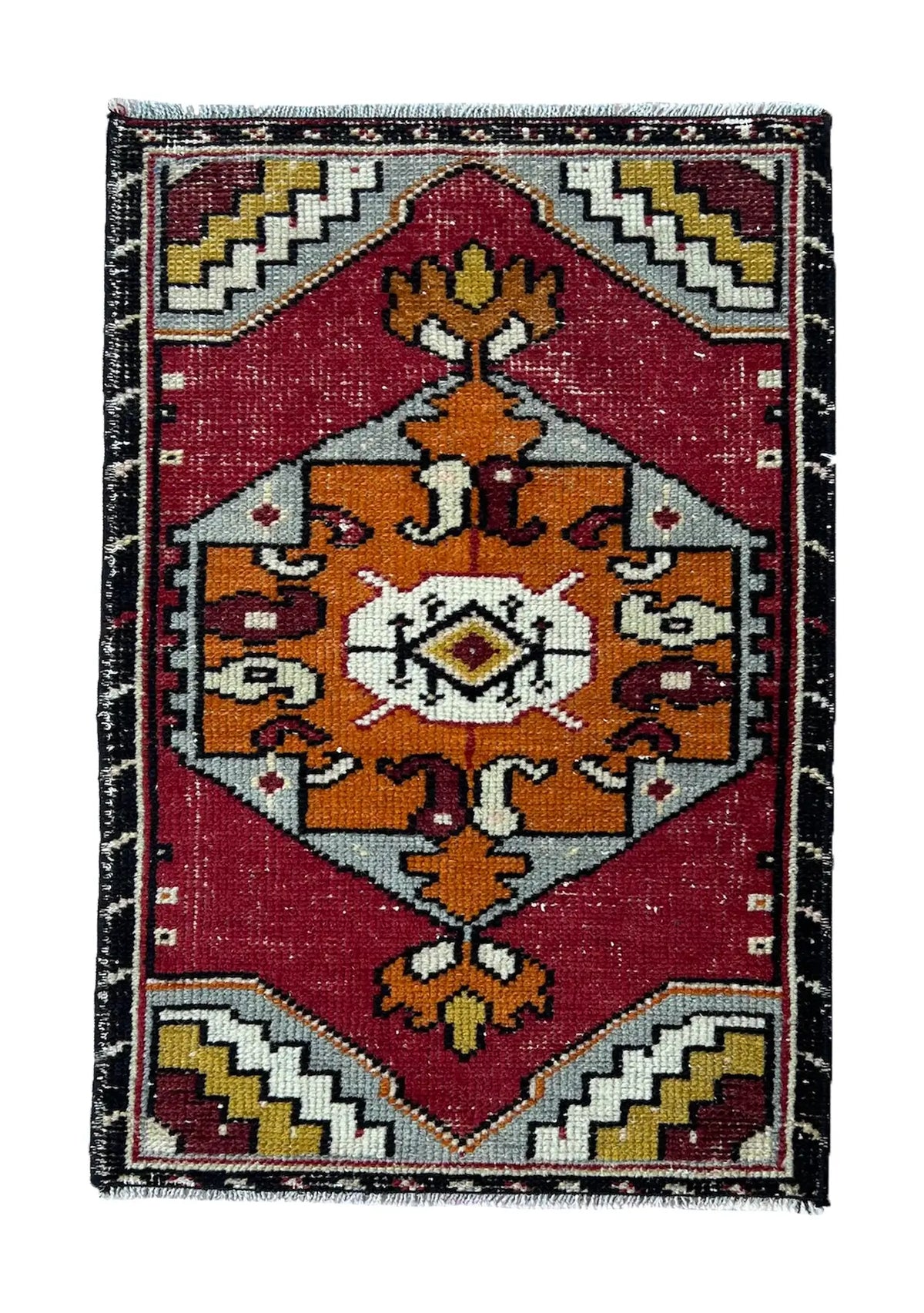 Lilavati - Vintage Mini Red Area Rug - kudenrugs